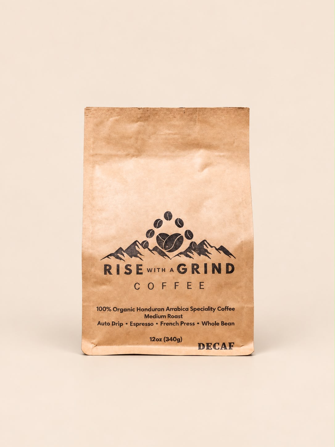 Rise With A Grind Organic Honduran Decaf Coffee, 12 oz bag